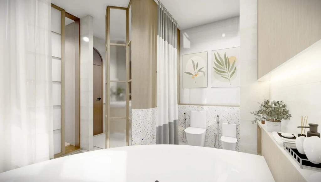 Interior design for master bathroom located in Banbung Chonburi